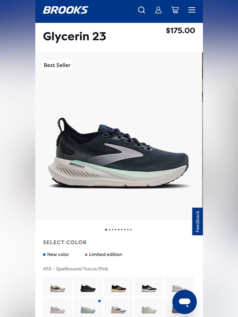 BRAND NEW - Brooks Women's Glycerin 23 Running Shoe - Navy and Seafoam